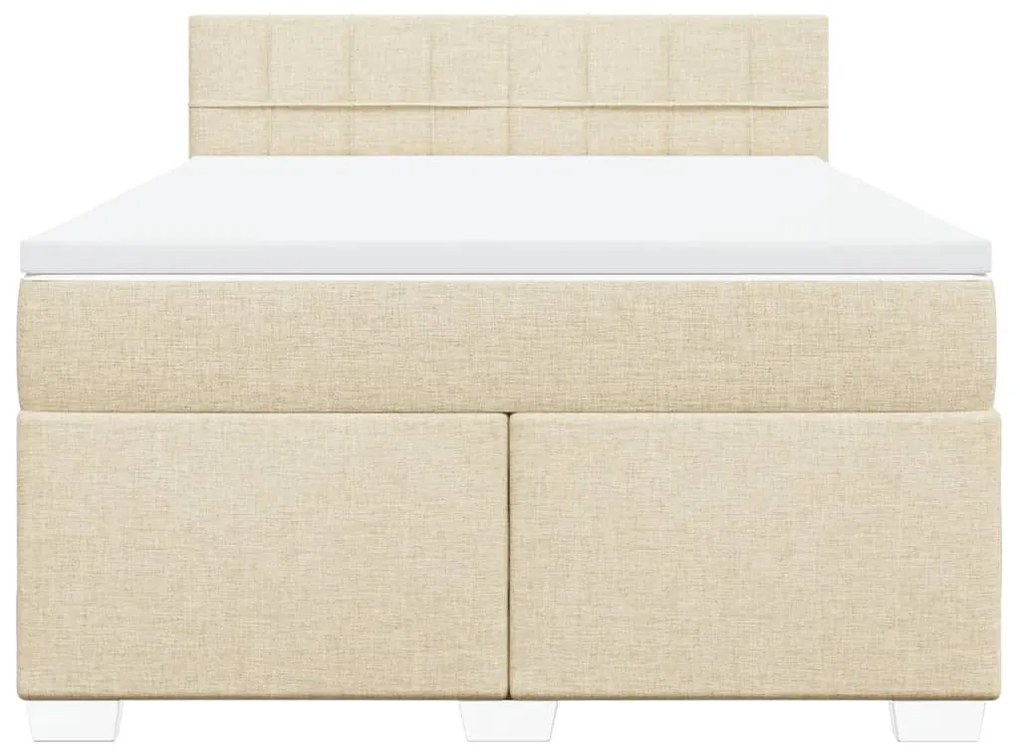 vidaXL Κρεβάτι Boxspring με Στρώμα Κρεμ 140x190 εκ. Υφασμάτινο