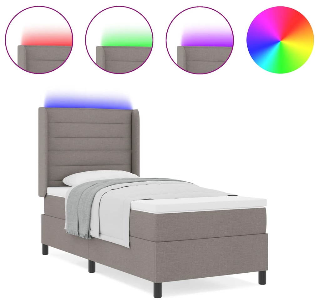 vidaXL Κρεβάτι με Στρώμα & LED Ταπέτο 80x200 εκ Υφασμάτινο