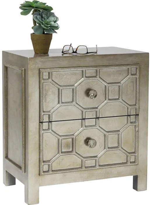 Κομοδίνο Alhambra Ξύλο Ασημί  58.5x37.5x65εκ - Ασημί