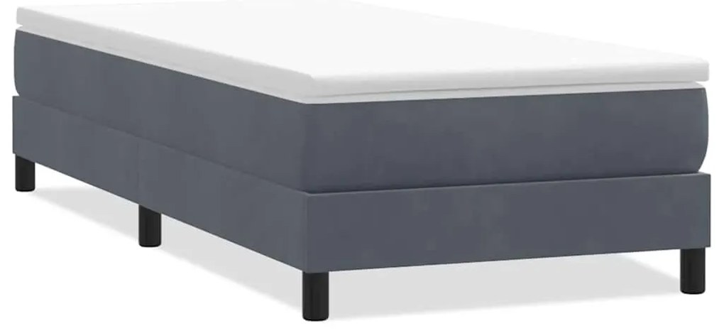 vidaXL Box Spring Κρεβάτι χωρίς στρώμα Σκούρο γκρι 90x210 cm Βελούδινο