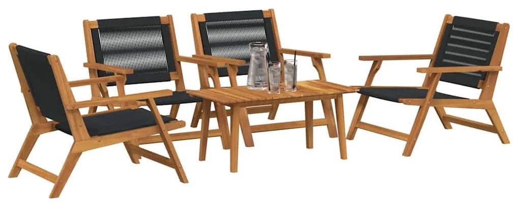 vidaXL Κήπου Καρέκλες με Τραπέζι 5 pcs Μαύρο 90 x 45 x 40 cm