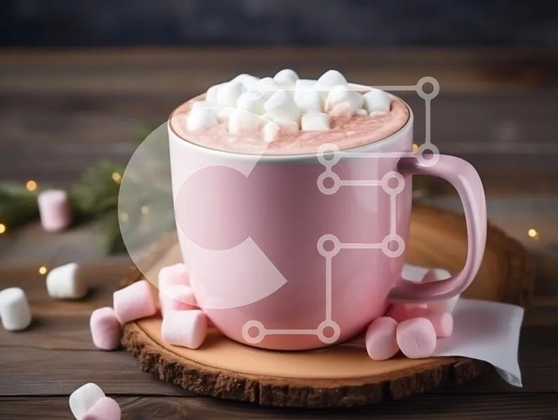 Σετ των 2 Intra Συλλεκτικό Ξύλινο Παζλ Plywood  4mm - Ροζ Κούπα ζεστή σοκολάτα με Marshmallows Σε Ξύλινο Κουτί - Διαστάσεις: 10x10 cm – 25 κομμάτια