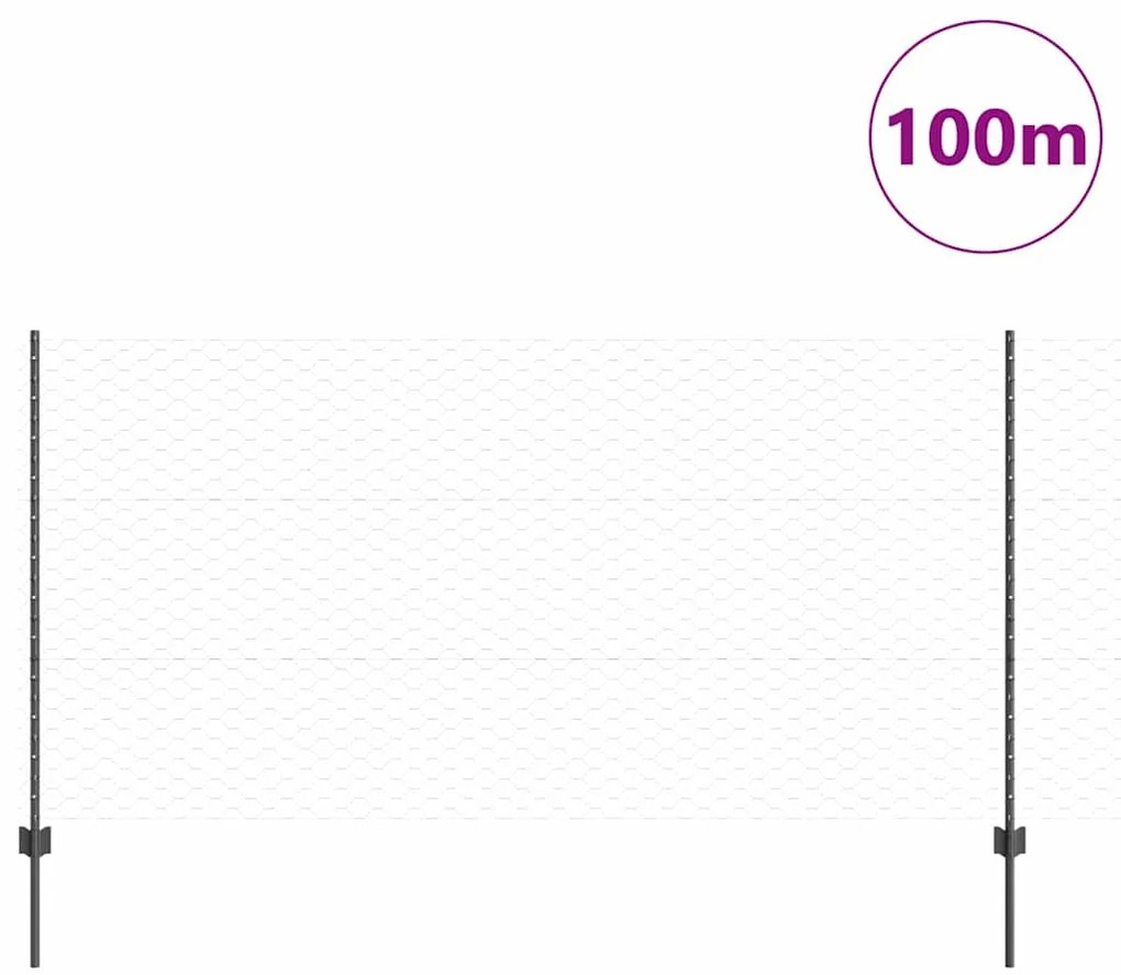 vidaXL Φράχτης με Στήλες. Γκρι 1.2 x 100 m Ατσάλι