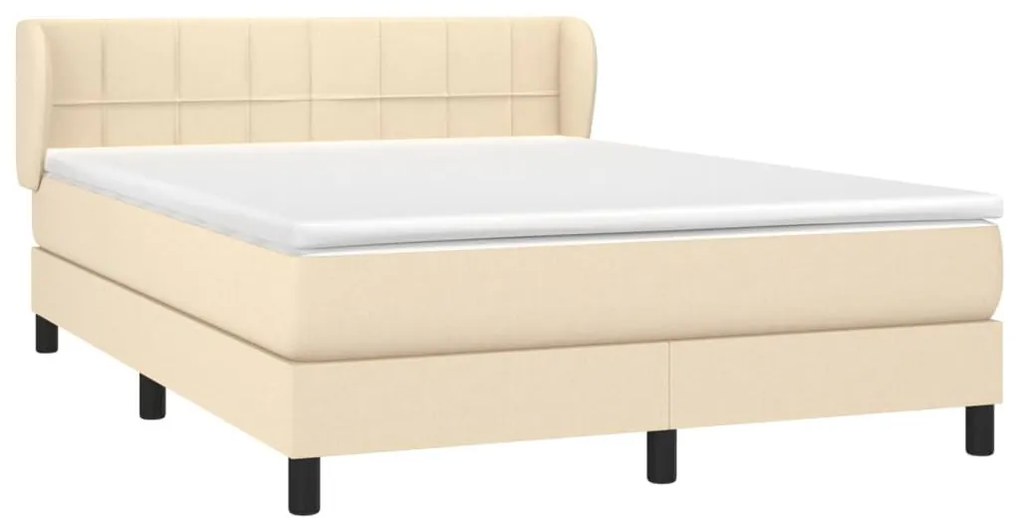 Κρεβάτι Boxspring με Στρώμα Κρεμ 140x200 εκ. Υφασμάτινο - Κρεμ