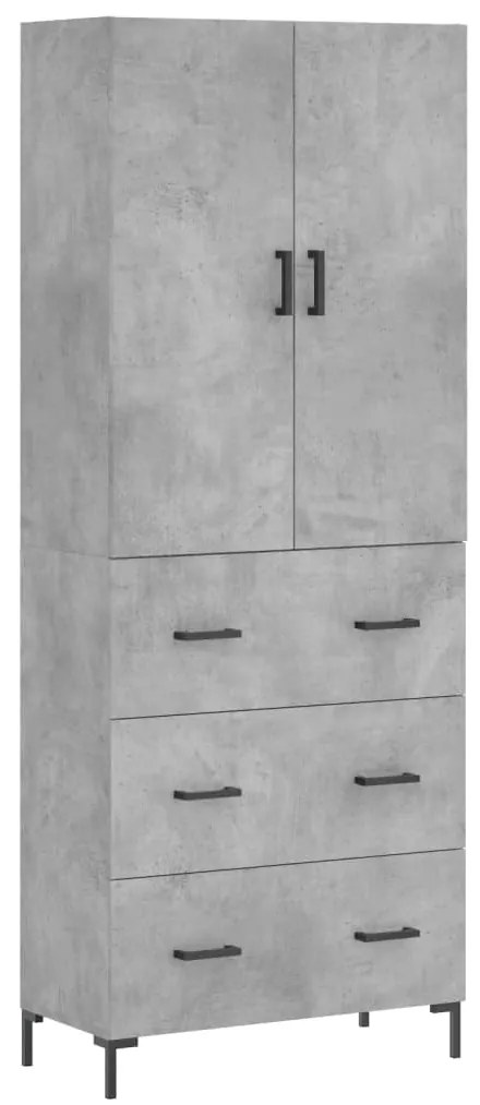 vidaXL Ντουλάπι Γκρι Σκυροδέματος 69,5x34x180 εκ. Επεξεργασμένο Ξύλο