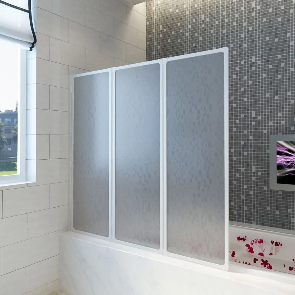 vidaXL Διαχωριστικό μπανιέρας 117 x 120 cm 3 Πάνελ πτυσσόμενα