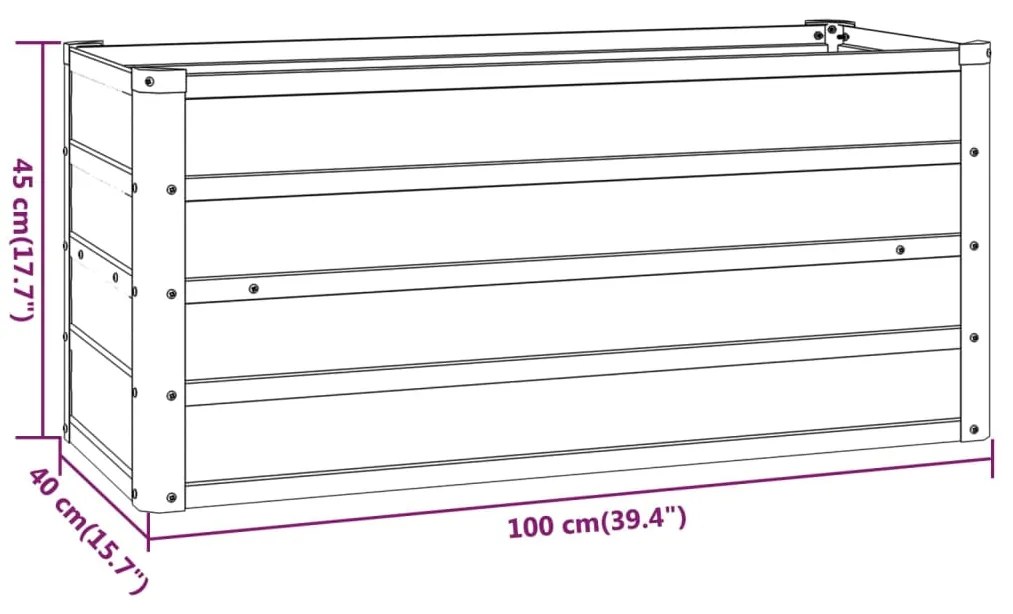 Ζαρντινιέρα Σκουριασμένο 100x40x45 εκ. Ατσάλι Σκληρυθέν Αέρα - Καφέ