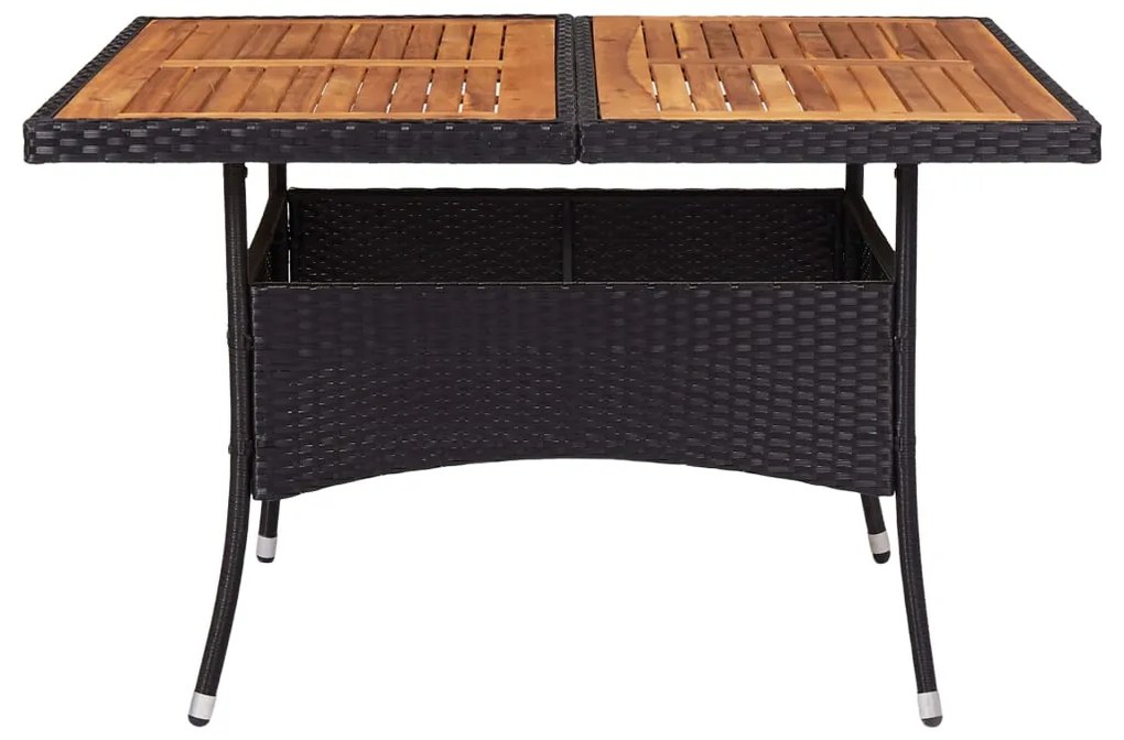 vidaXL Τραπεζαρία Εξωτ. Χώρου Μαύρη από Συνθ. Ρατάν/Μασίφ Ξύλο Ακακίας