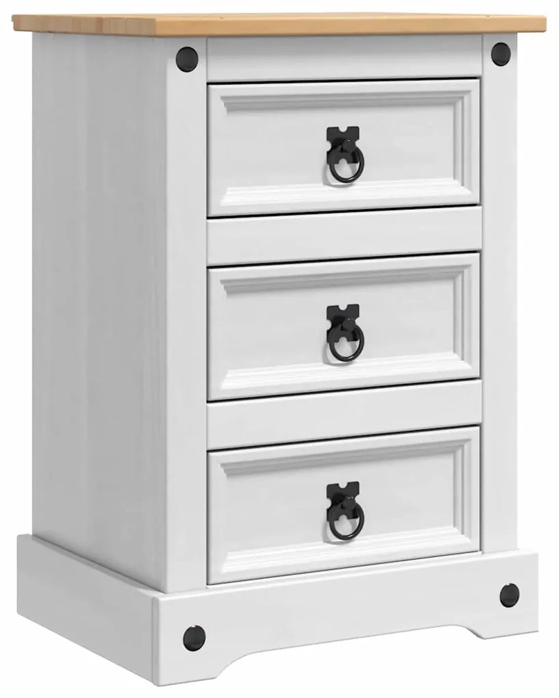 vidaXL Κομοδίνο με συρτάρι Λευκό 45 x 35 x 64 εκ. Στερεά ξυλεία πεύκου