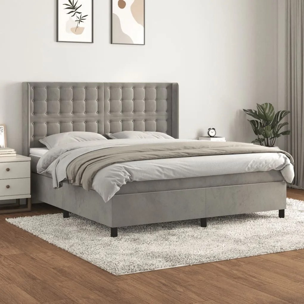 ΚΡΕΒΑΤΙ BOXSPRING ΜΕ ΣΤΡΩΜΑ ΑΝΟΙΧΤΟ ΓΚΡΙ 180X200 ΕΚ. ΒΕΛΟΥΔΙΝΟ 3132933