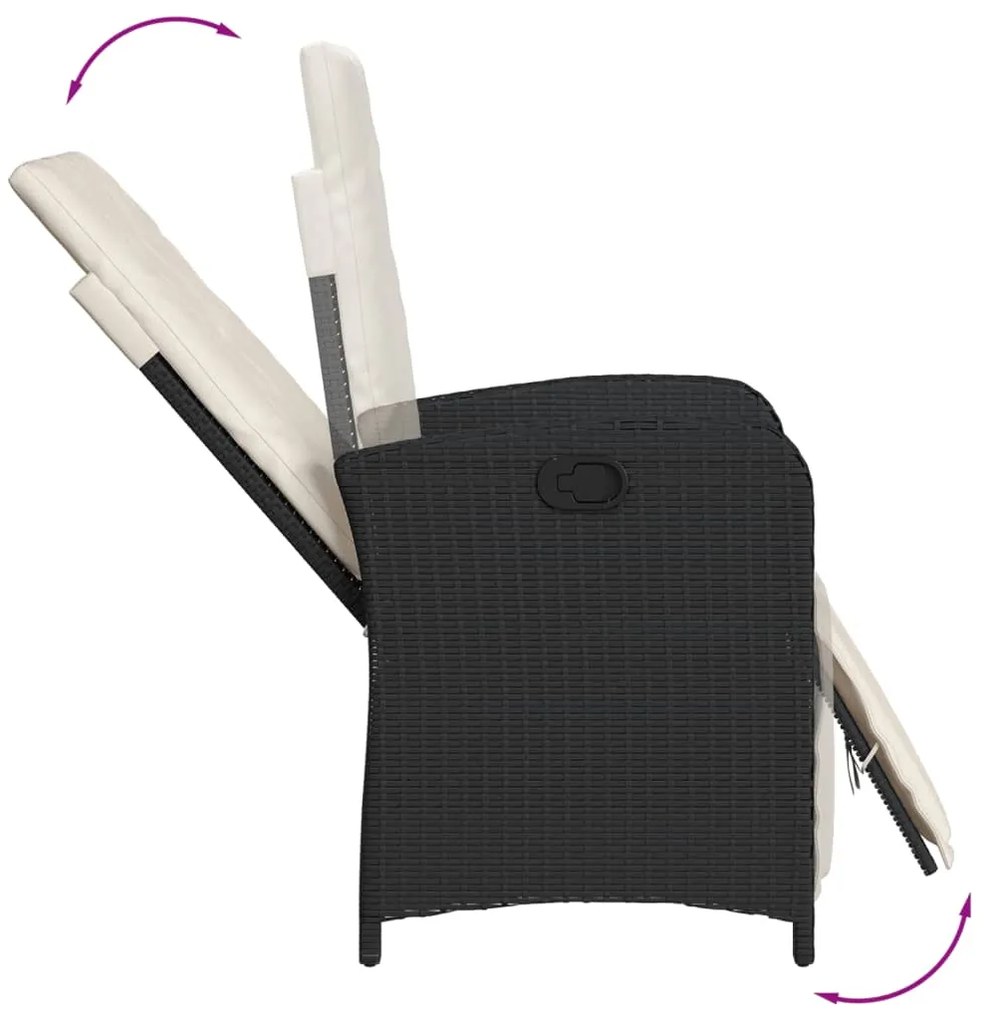 vidaXL Σετ Τραπεζαρίας Κήπου 7 Τεμ. Μαύρο Συνθετικό Ρατάν με Μαξιλάρια