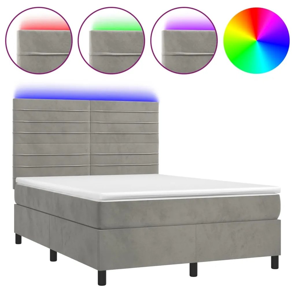 ΚΡΕΒΑΤΙ BOXSPRING ΜΕ ΣΤΡΩΜΑ&amp;LED ΑΝ. ΓΚΡΙ 140X190 ΕΚ. ΒΕΛΟΥΔΙΝΟ 3136179