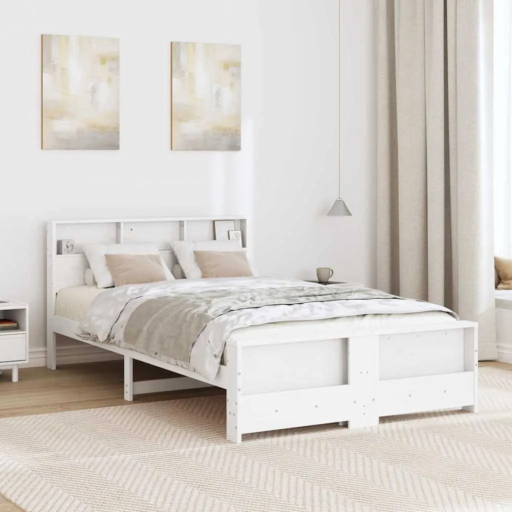 vidaXL Σκελετός Κρεβατιού Λευκό 140 x 190 cm Μασίφ ξύλο πεύκου