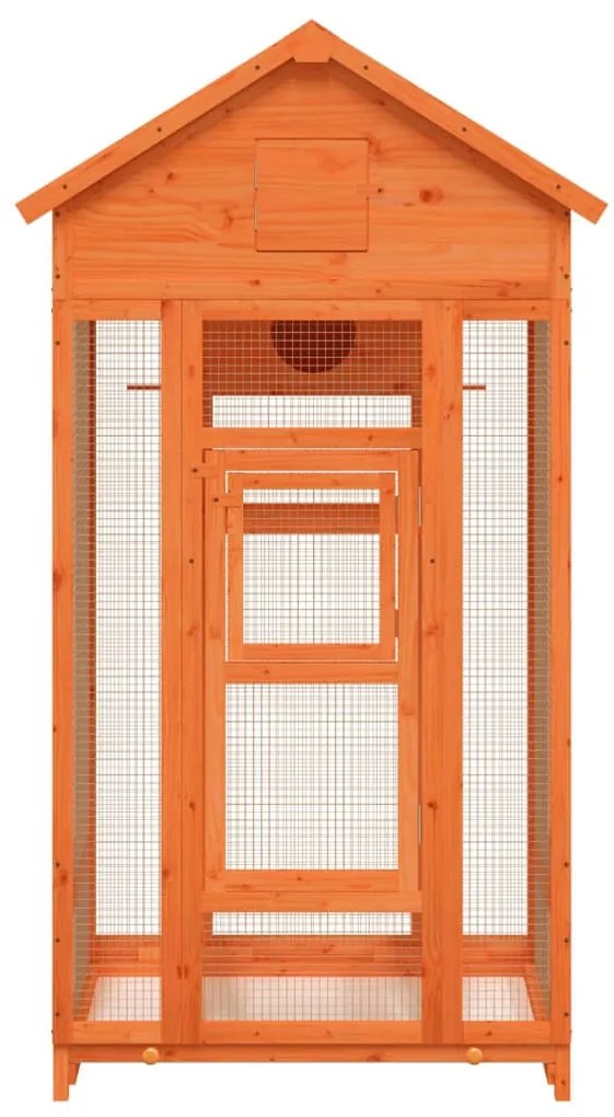 vidaXL Σπιτάκι Πουλιών Καφέ 91,5 x 53 x 170 εκ. από Μασίφ Ξύλο Πεύκου