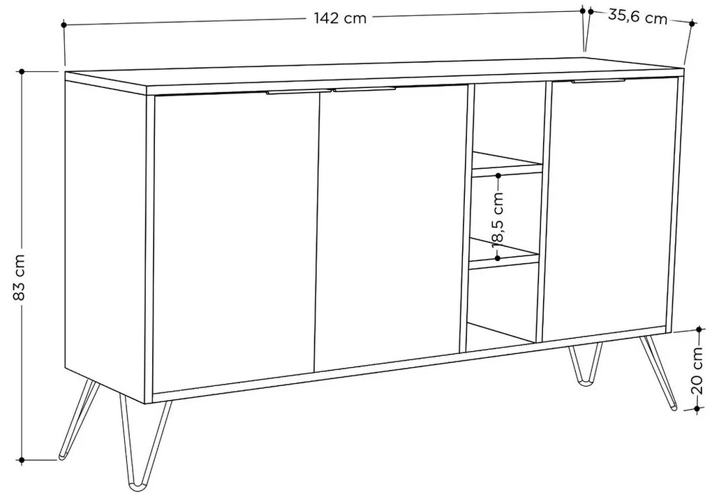 Ντουλάπι Ashburn 105, Ανοιχτό καφέ, Ανθρακί, 83x142cm, Αριθμός θυρών: 34cm, Πλαστικοποιημένη μοριοσανίδα | Epipla1.gr