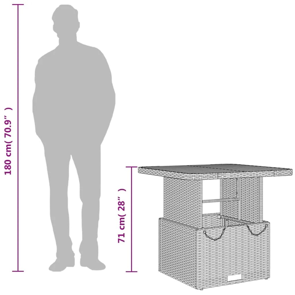 Τραπέζι Κήπου Μπεζ 80x80x71 εκ. Συνθετικό Ρατάν / Ξύλο Ακακίας - Μπεζ