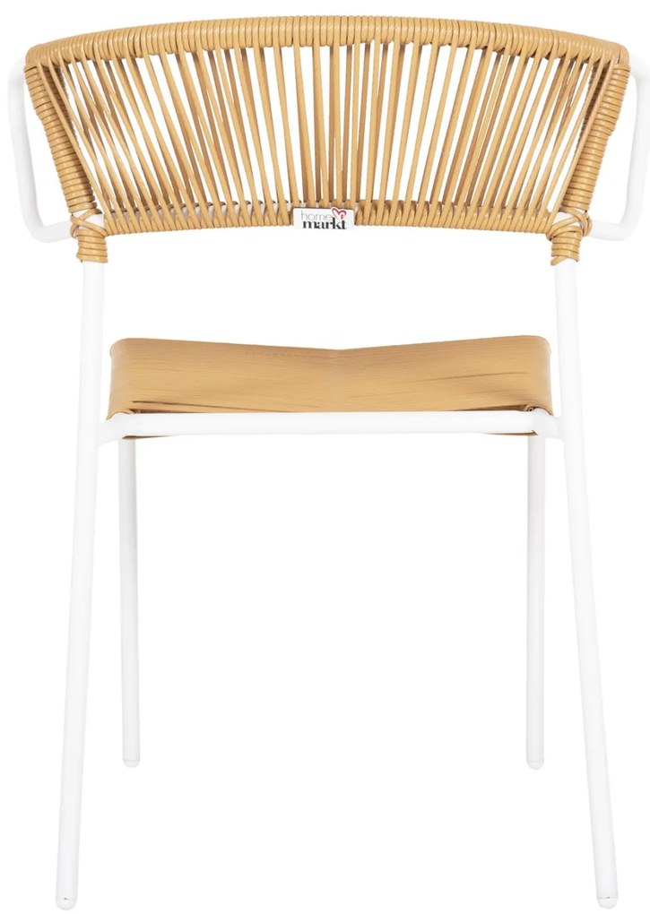 Καρέκλα SUKI C6053.01 Μέταλλο Λευκό και Συνθετικό Rattan Φυσικό 54x62x80Υεκ 54x62x80 εκ.