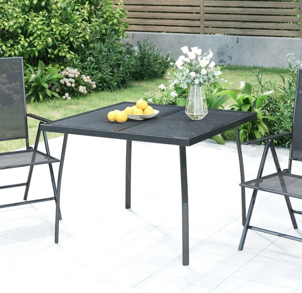 vidaXL Τραπέζι Κήπου Ανθρακί με Πλέγμα 100x100x72 εκ. Ατσάλινο