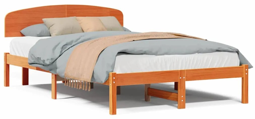 vidaXL Σκελετός Κρεβατιού Καφέ 140 x 190 cm Μασίφ ξύλο πεύκου