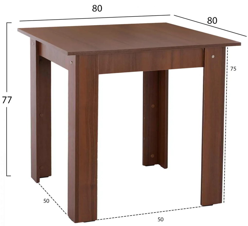 ΤΡΑΠΕΖΙ ΚΟΥΖΙΝΑΣ KELVIN 80x80x77Υεκ. ΚΑΡΥΔΙ HM2427.04