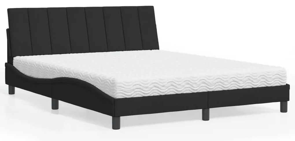 vidaXL Κρεβάτι με Στρώμα Μαύρο 160x200 εκ. Βελούδινο