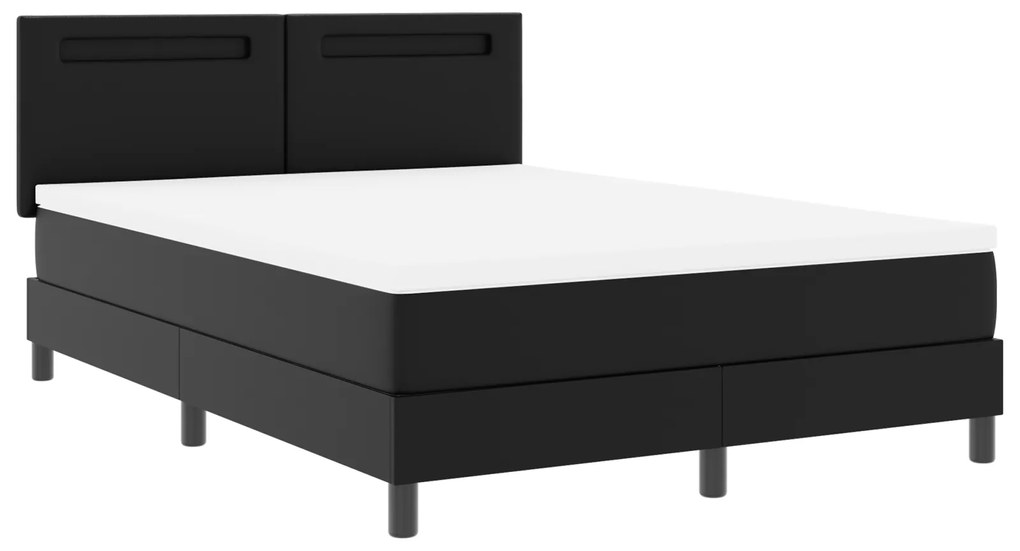 vidaXL Κρεβάτι με Ελατήριο και Στρώμα Μαύρο 140x200 εκ Συνθετικό Δέρμα