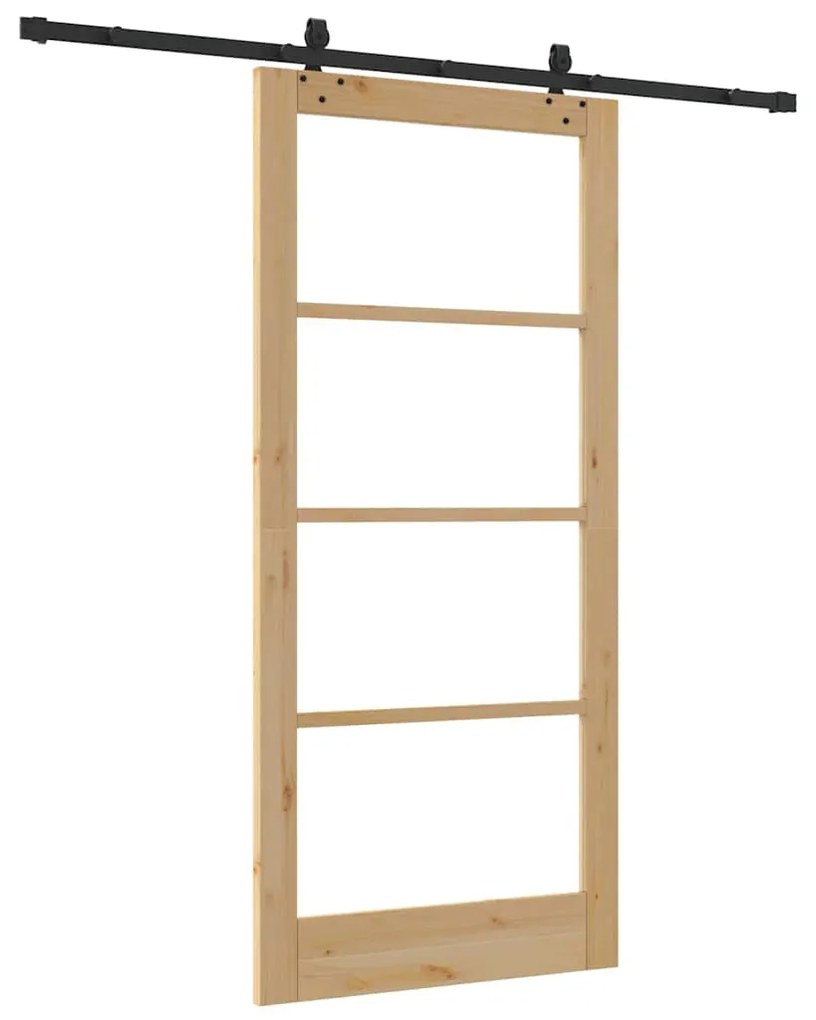 vidaXL Συρόμενη Πόρτα ORKDAL Καφέ 93 x 202 cm Ξύλο και μέταλλο