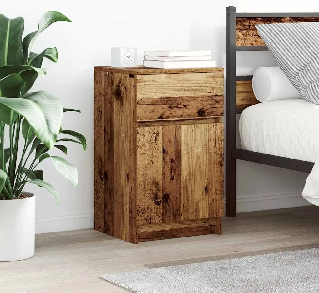 vidaXL Κομοδίνα 2 τεμ. Όψη Παλαιού Ξύλου 39x35x65 εκ. από Επεξ. Ξύλο