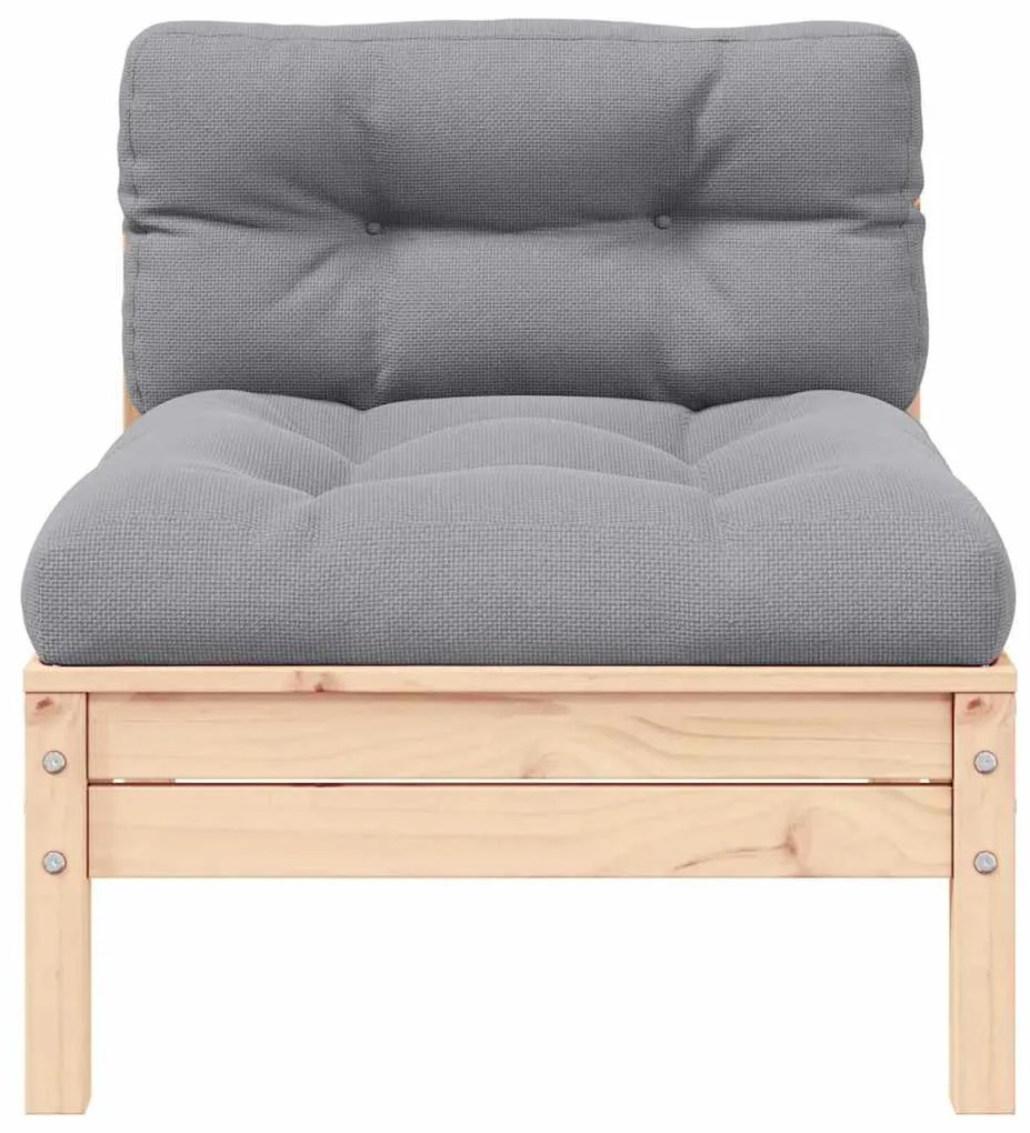 vidaXL Σαλόνι Κήπου Σετ 3 Τεμαχίων Μασίφ Ξύλο Πεύκου με Γκρι Μαξιλάρια