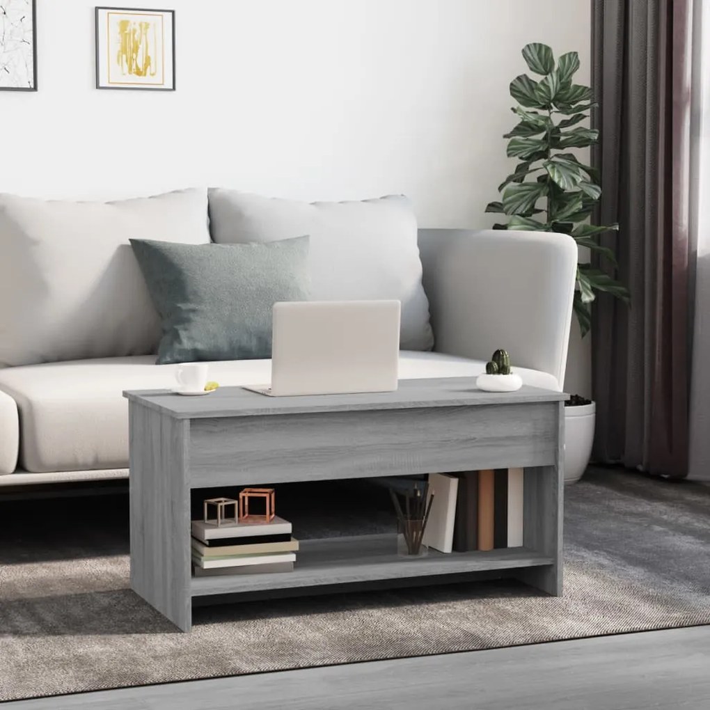 vidaXL Τραπεζάκι Σαλονιού Γκρι Sonoma102x50x52,5 εκ.Επεξεργασμένο Ξύλο