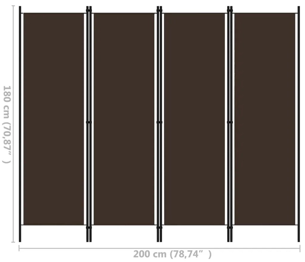 Διαχωριστικό Δωματίου με 4 Πάνελ Καφέ 200 x 180 εκ. - Καφέ