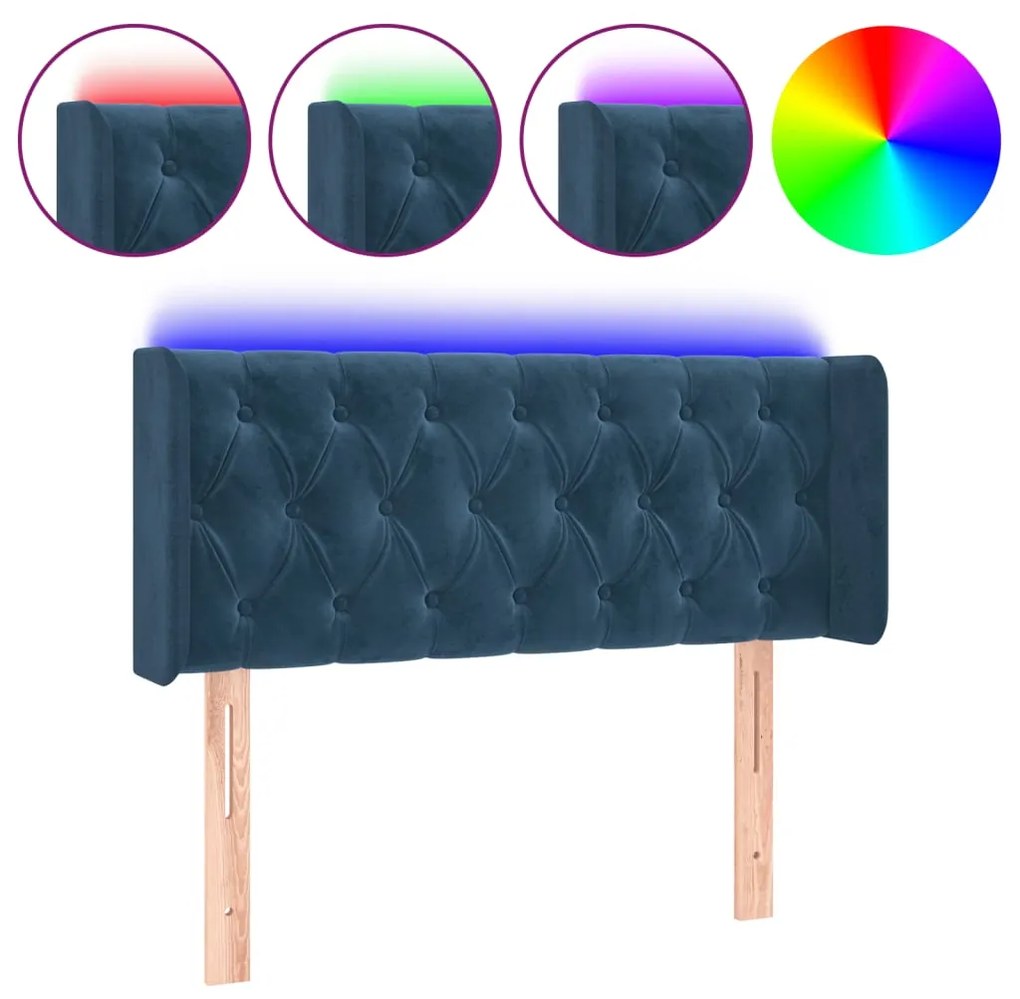 Κεφαλάρι Κρεβατιού LED Σκούρο Μπλε 103x16x78/88 εκ. Βελούδινο 3123618