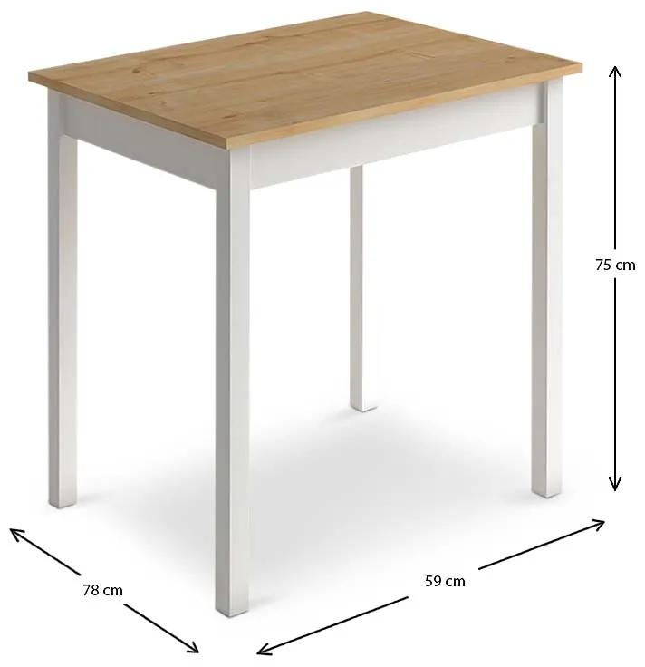 Τραπέζι Mini Megapap μεταλλικό - μελαμίνης χρώμα oak - λευκό 59x78x75εκ. - Μελαμίνη - GP022-0018,2