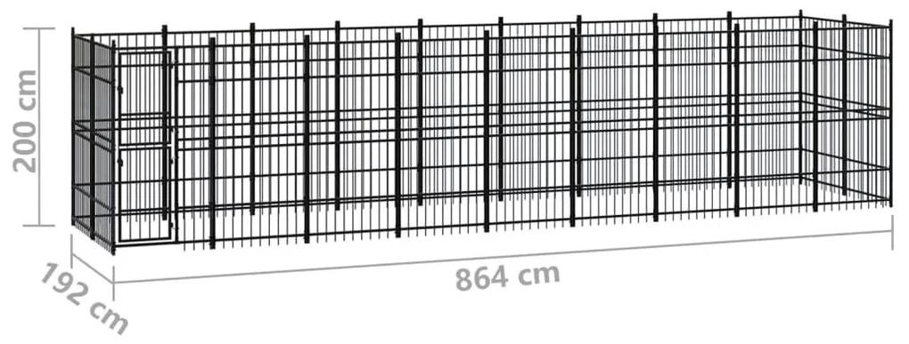 Κλουβί Σκύλου Εξωτερικού Χώρου 16,59 μ² από Ατσάλι - Μαύρο