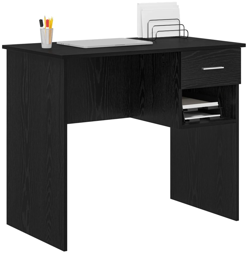 vidaXL Γραφείο με Αποθήκευση Μαύρης Δρύς 90x49.5x75 cm Επεξεργασμένο Ξύλο