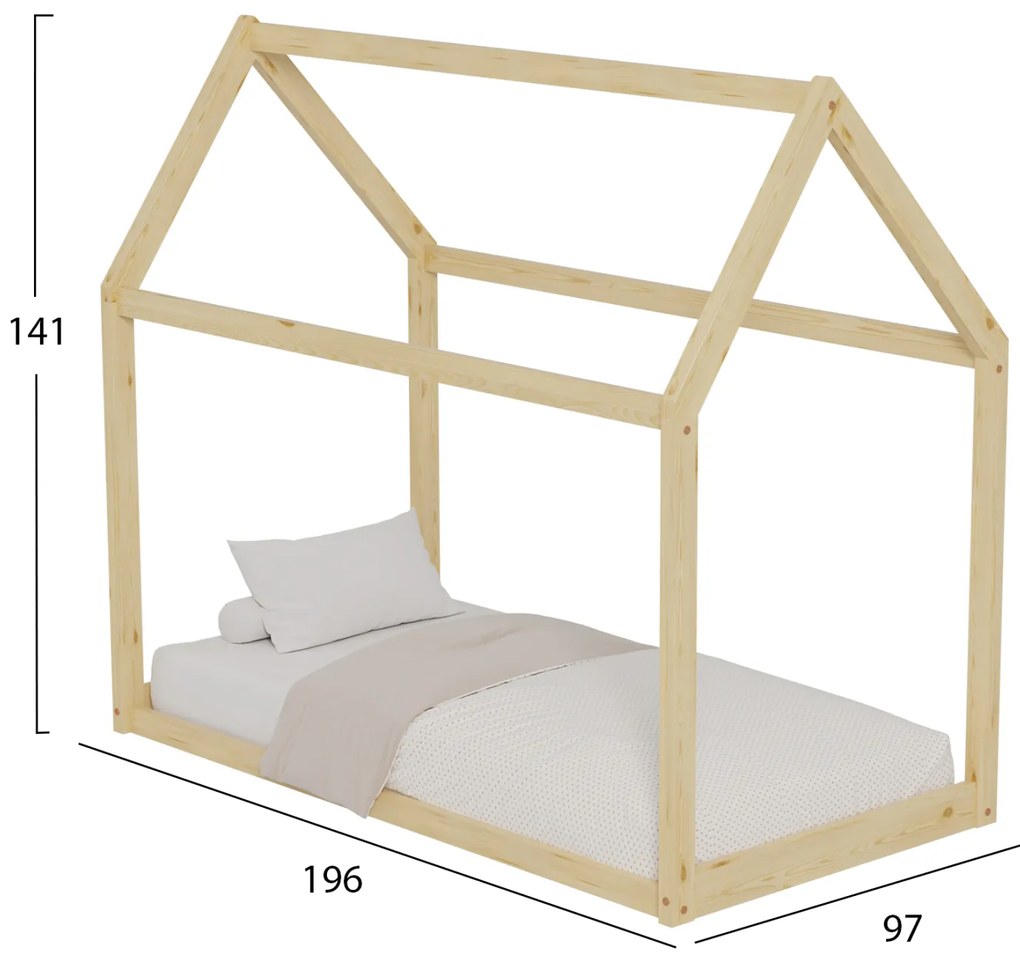 ΚΡΕΒΑΤΙ ΠΑΙΔΙΚΟ PEPE HM677.01 τ.MONTESSORI ΞΥΛΟ ΠΕΥΚΟ ΦΥΣΙΚΟ- 190x90εκ
