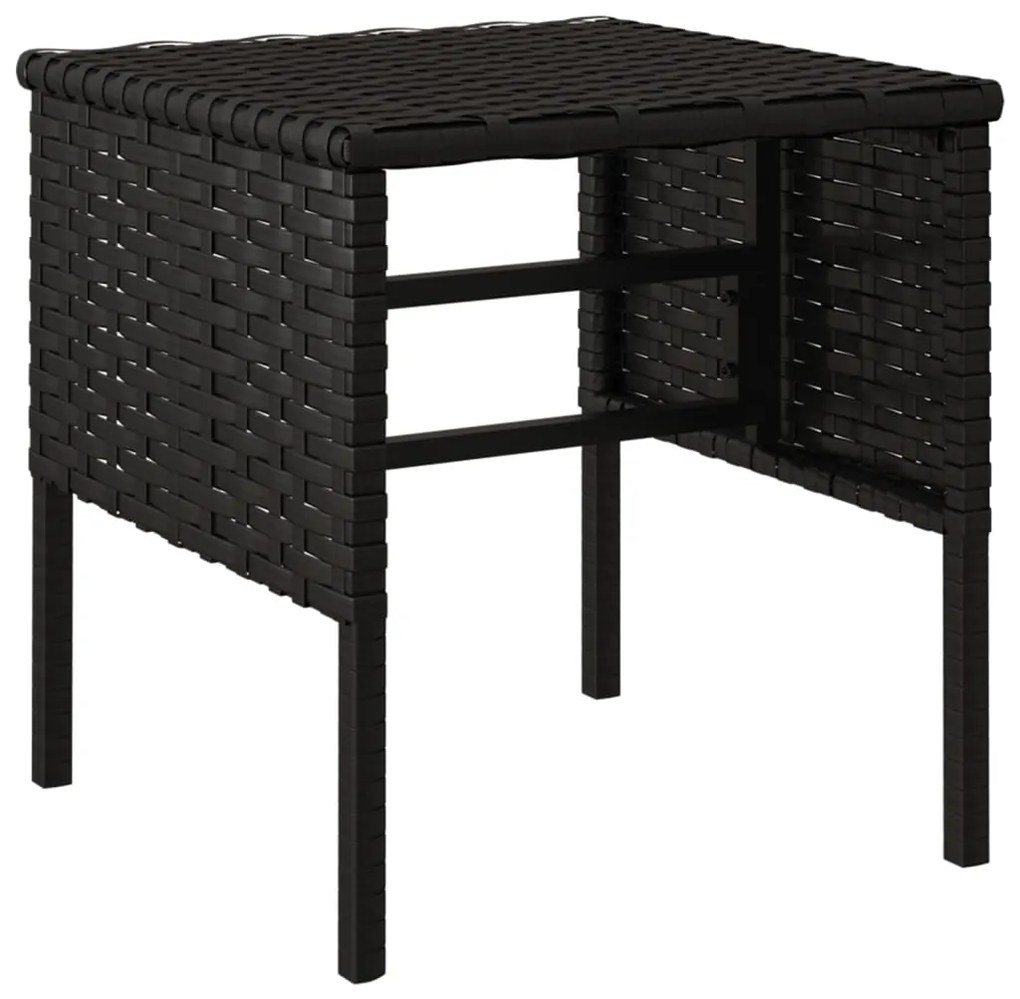 vidaXL Υποπόδια Κήπου 4 τεμ. Μαύρα από Συνθετικό Ρατάν με Μαξιλάρια