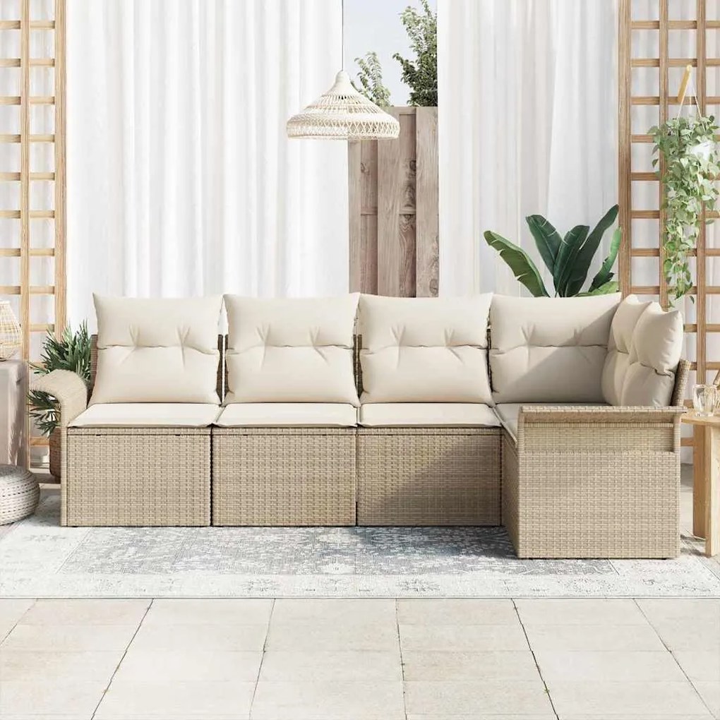 vidaXL Σετ Καναπέ Κήπου 5 pcs 242.5 x 132.5 x 85 εκ. Πολυ ράταν