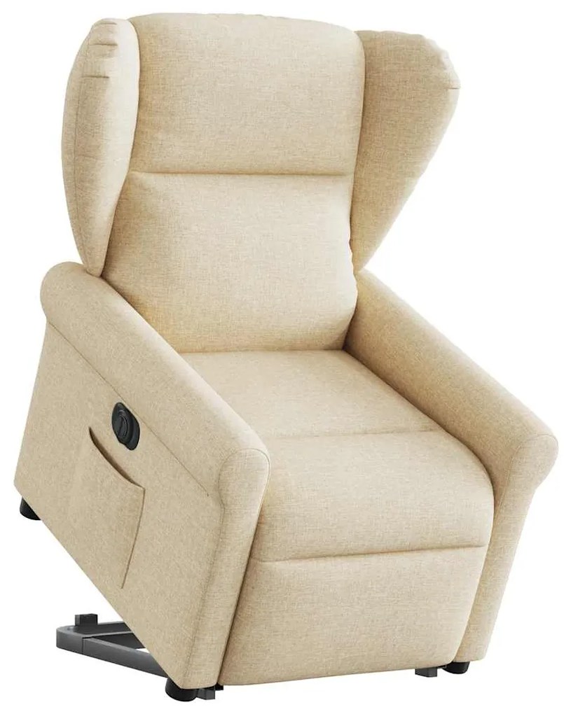 Πολυθρόνα Ηλεκ. Ανακλινόμενη με Ανύψωση Κρεμ Υφασμάτινη