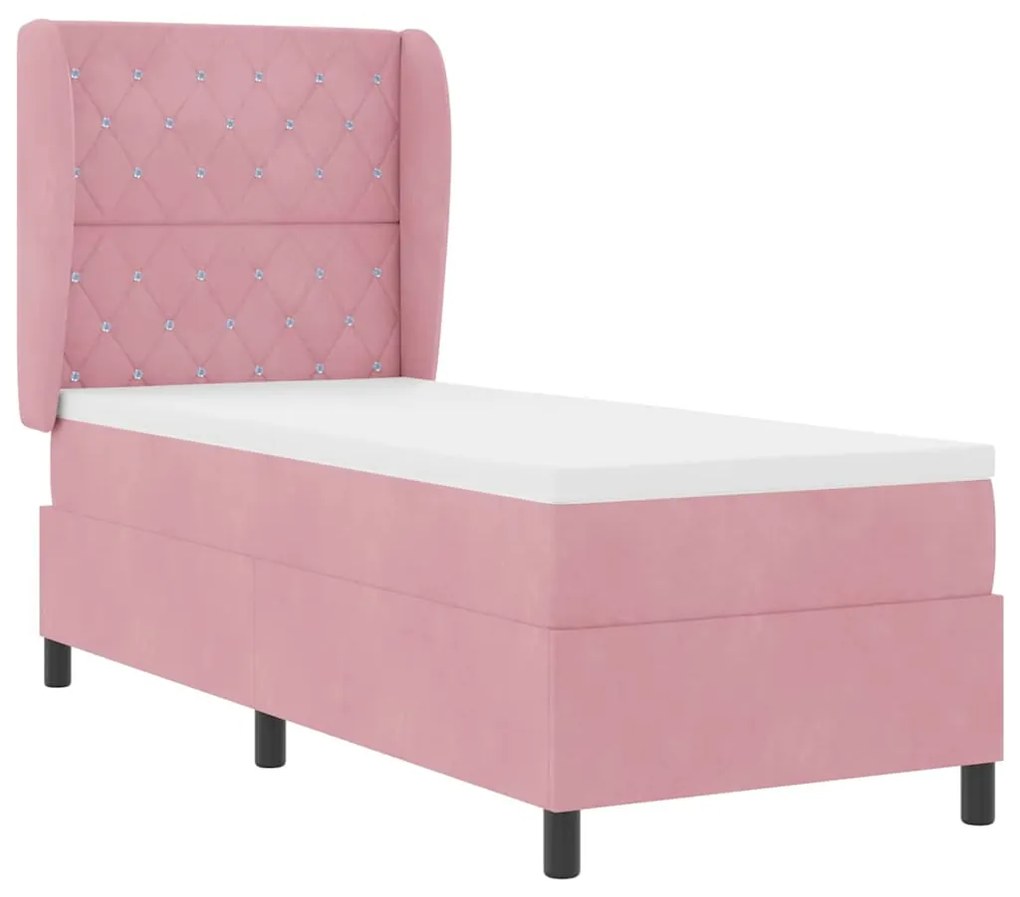 vidaXL Κρεβάτι με ελατήρια με στρώμα Ροζ 80 x 200 cm Βελούδο