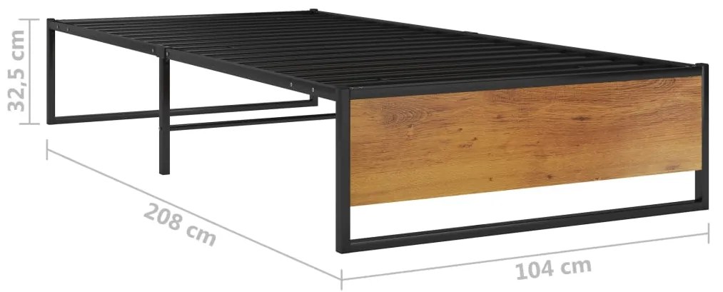 vidaXL Πλαίσιο Κρεβατιού Μαύρο 100 x 200 εκ. Μεταλλικό