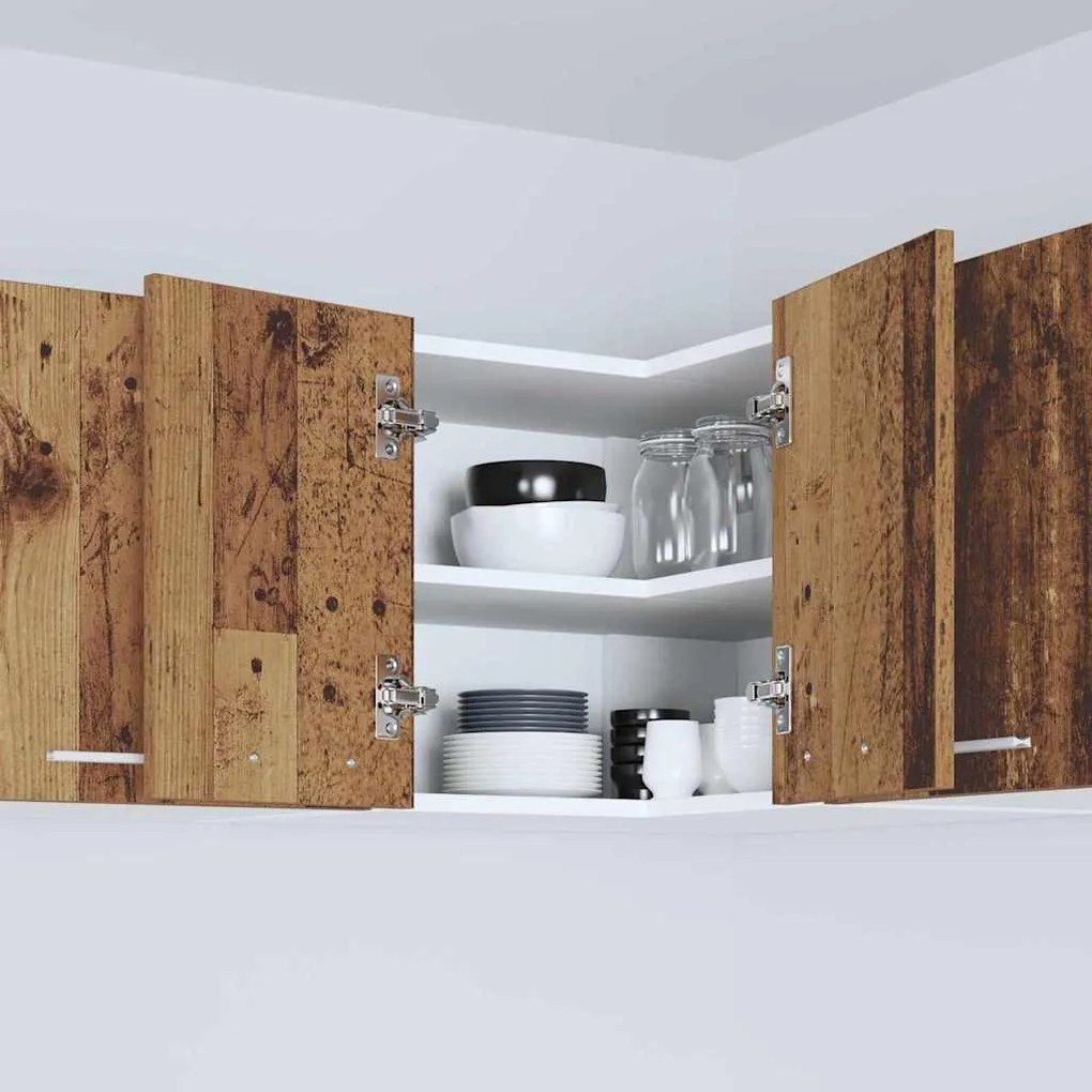 vidaXL Κρεμαστό ντουλάπι Παλαιό Ξύλο και Λευκό 57 x 57 x 40 εκ.