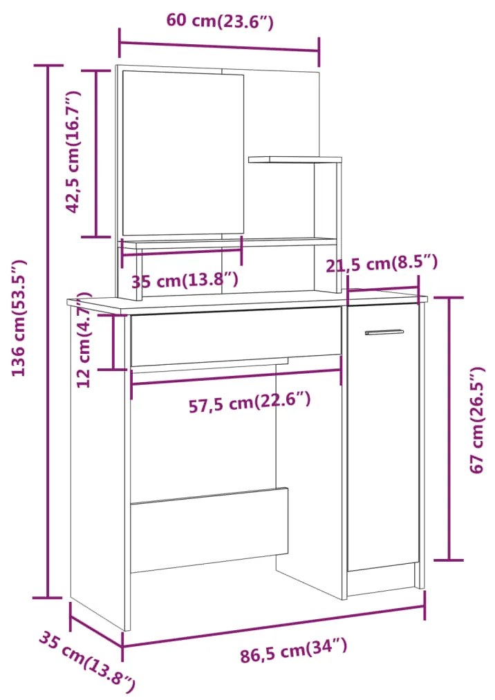 ΜΠΟΥΝΤΟΥΑΡ ΜΕ ΚΑΘΡΕΦΤΗ ΚΑΦΕ ΔΡΥΣ 86,5X35X136 ΕΚ. 820495