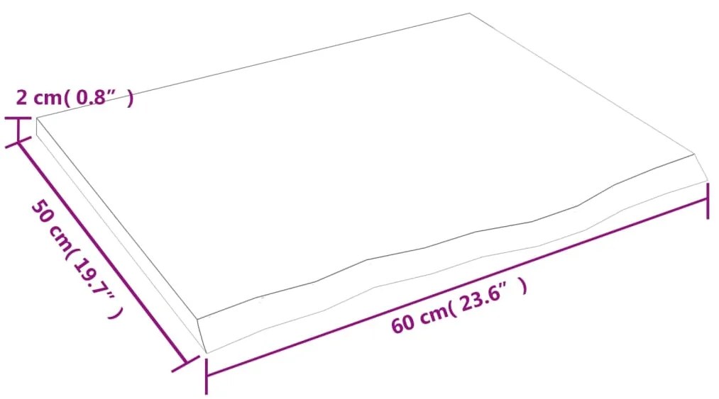 Ράφι Τοίχου Σκούρο Καφέ 60x50x2 εκ. Επεξεργ. Μασίφ Ξύλο Δρυός - Καφέ