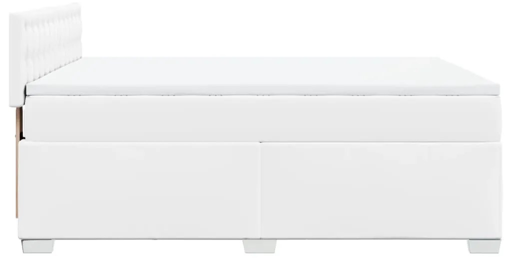 vidaXL Κρεβάτι Boxspring με Στρώμα Λευκό 160x200εκ.από Συνθετικό Δέρμα