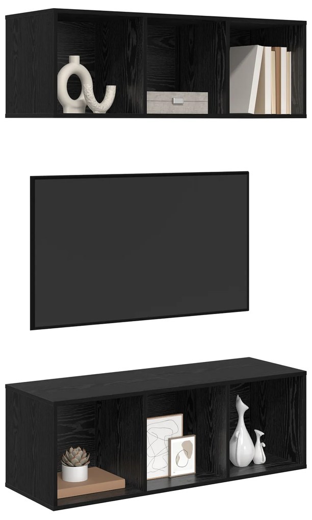 vidaXL Τοίχου ντουλάπες τηλεόρασης 2 pcs Μαύρη δρυς 37 x 37 x 107.5 εκ