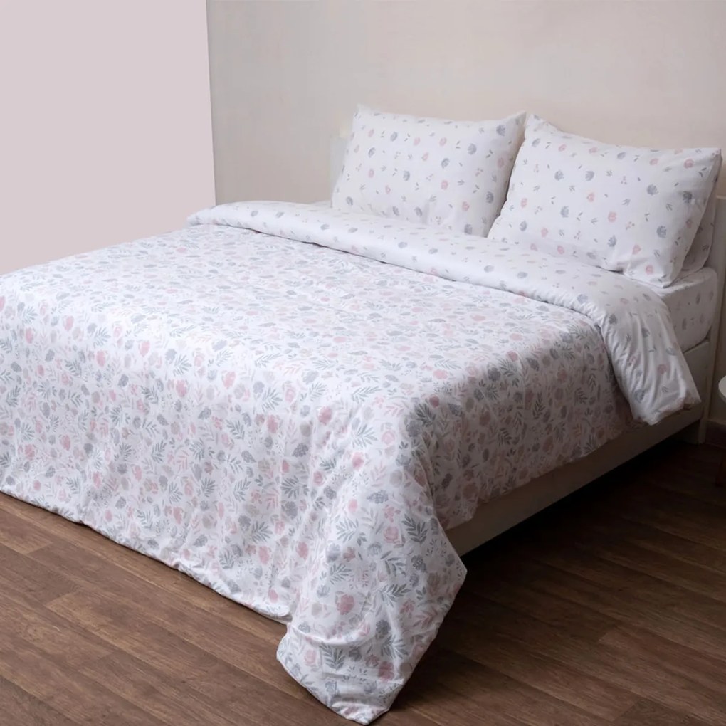 Φανελένια Παπλωματοθήκη Μονή (160x240) 2 Όψεων Viopros Flannels 2547 Λευκό