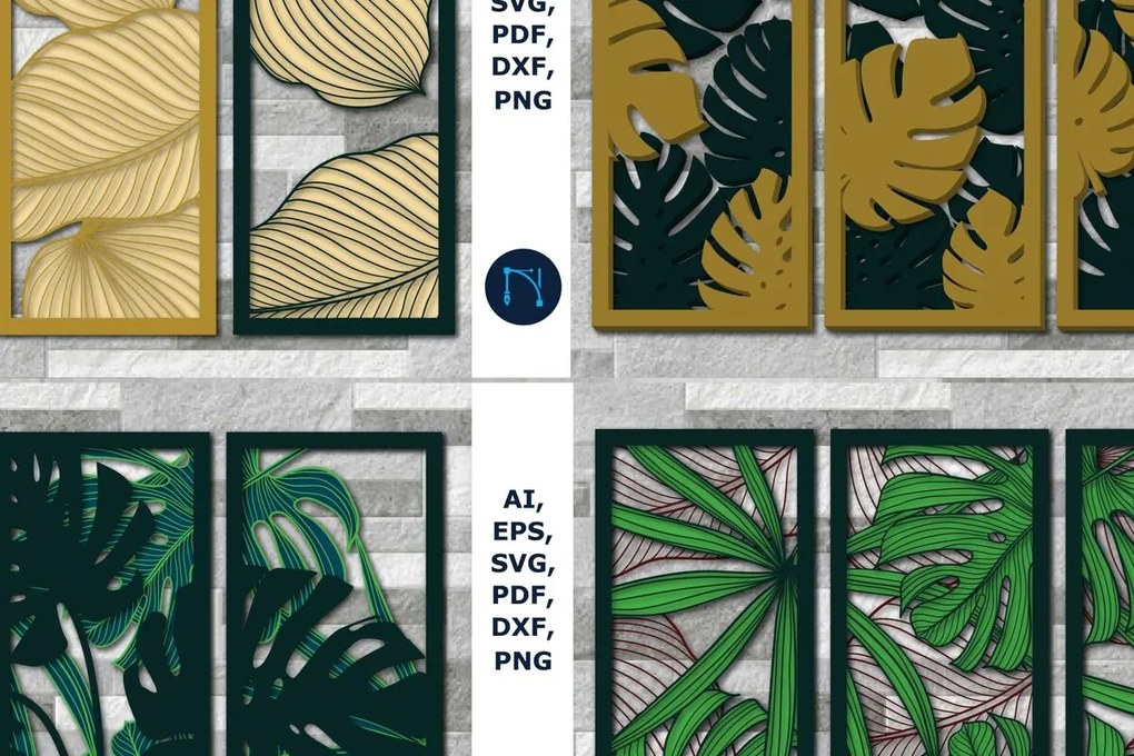 Intra απο ξύλο plywood 3mm-4mm πάχος διακόσμησης τοίχου με πάνελ 3D Monstera Δίασταση 40x40 cm INTRAFABR-71085697