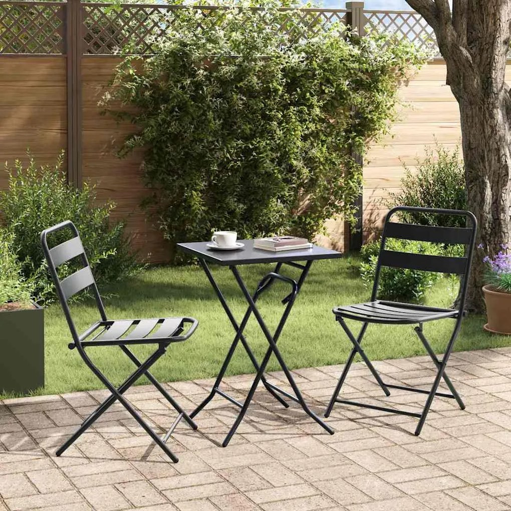 vidaXL Σετ μπιστρό 3 pcs Ανθρακί Ατσάλι
