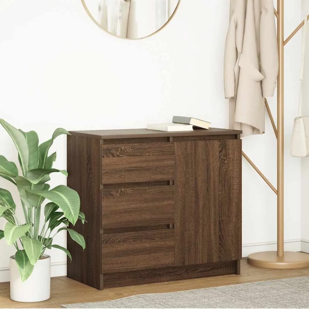 vidaXL Συρταριέρα με Συρτάρια καφέ δρυς 71x35x65 εκ. Επεξ. Ξύλο
